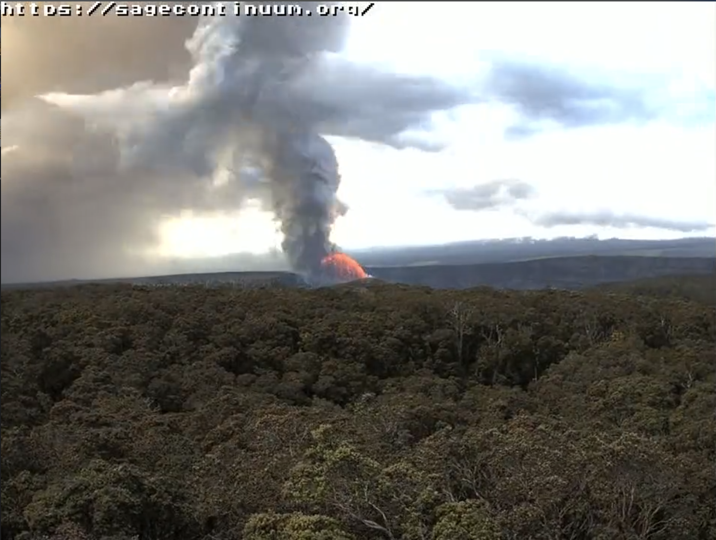 view of volcano from node in Hawaii